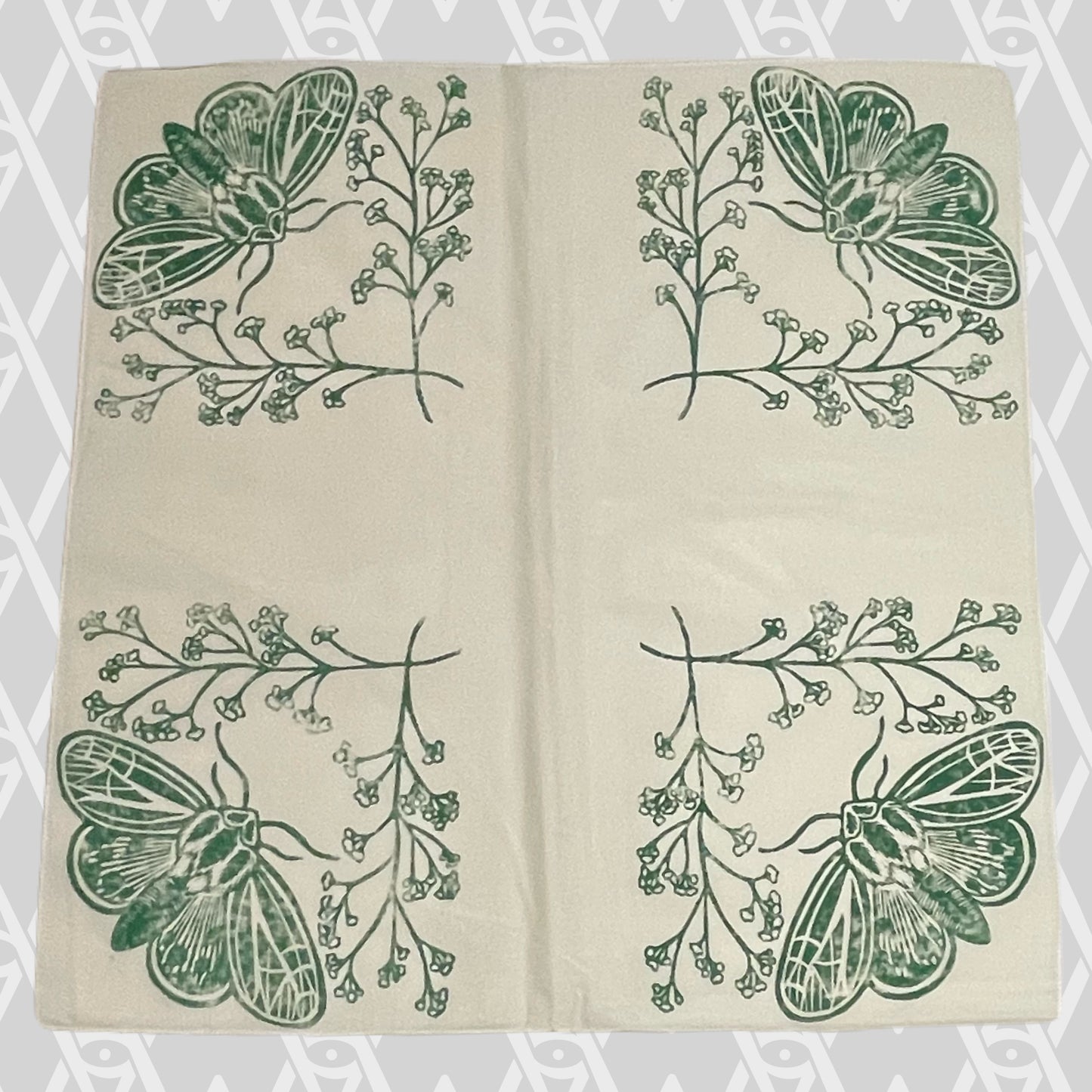 Tiger Moth and Floral Stamped Bandana