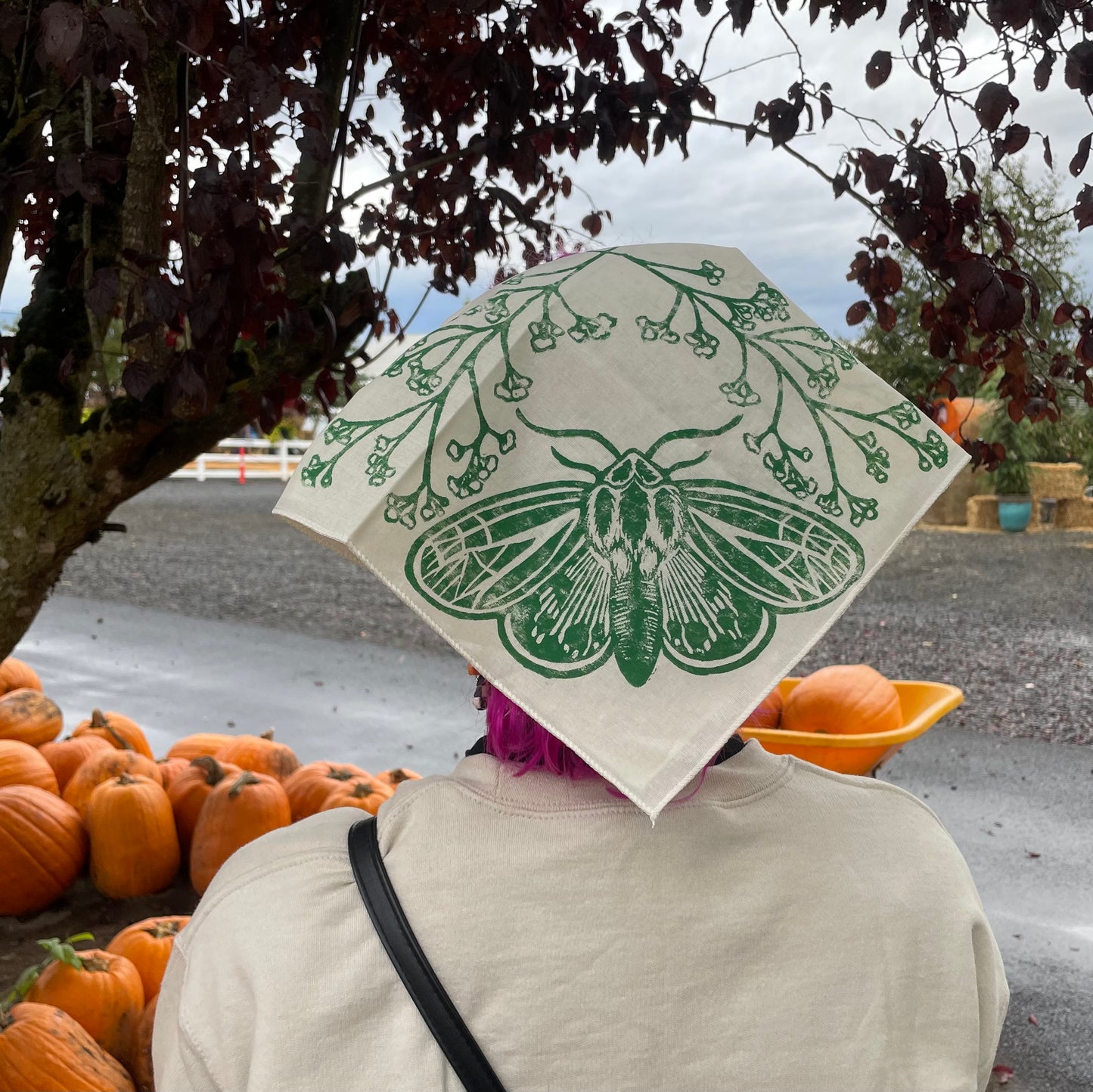 Tiger Moth and Floral Stamped Bandana