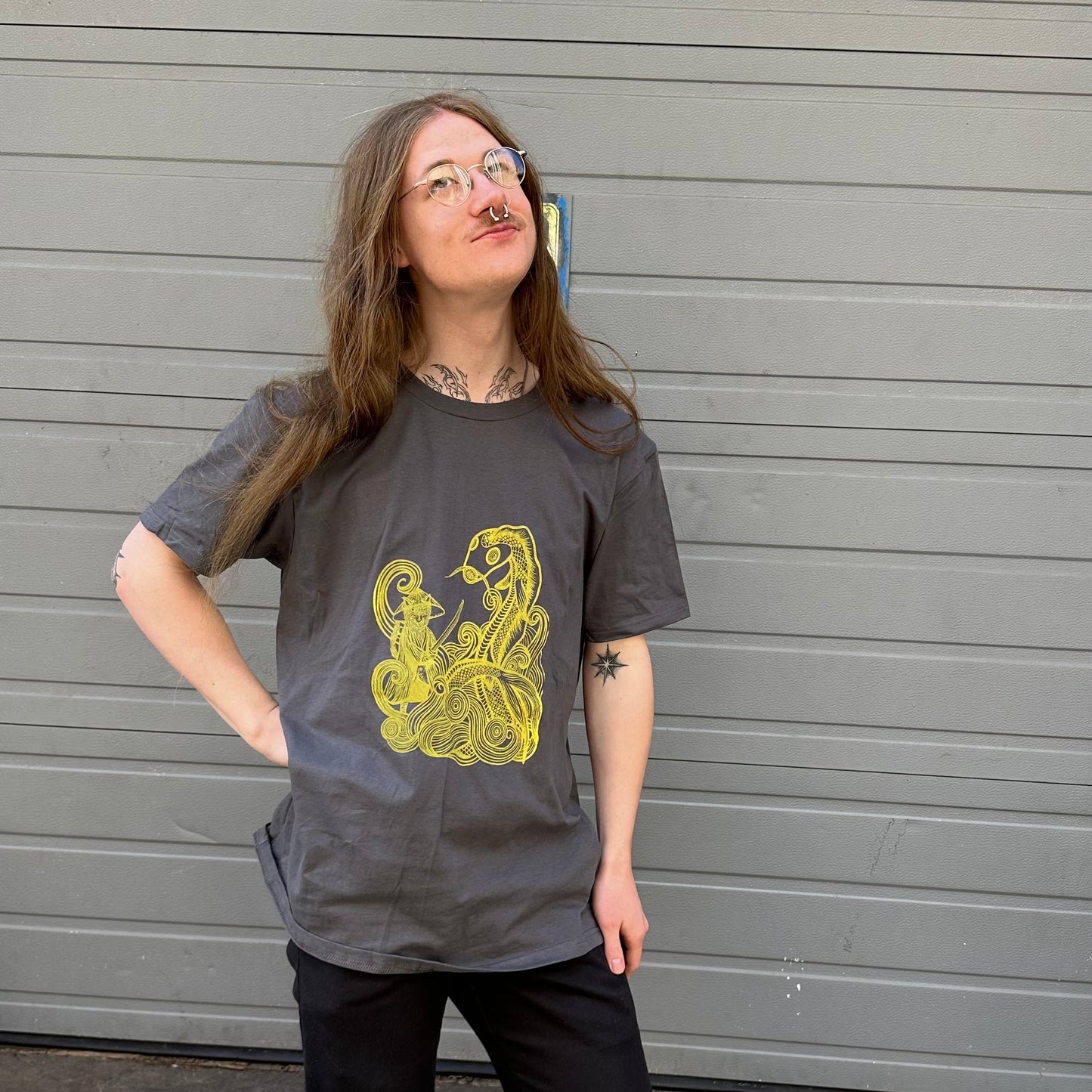 Cat Ronin vs the Giant Koi Dragon Shirt