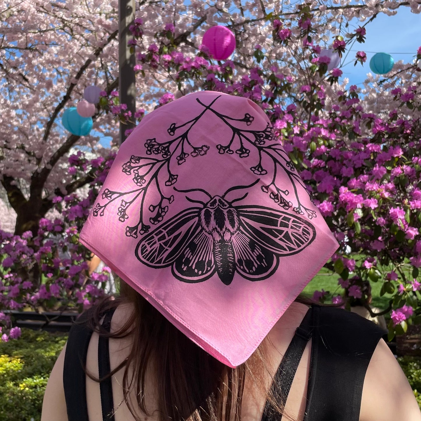 Tiger Moth and Floral Stamped Bandana