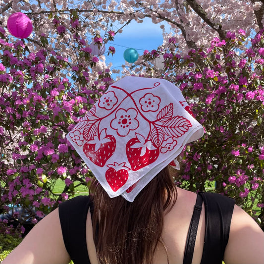 Strawberry Stamped Bandana