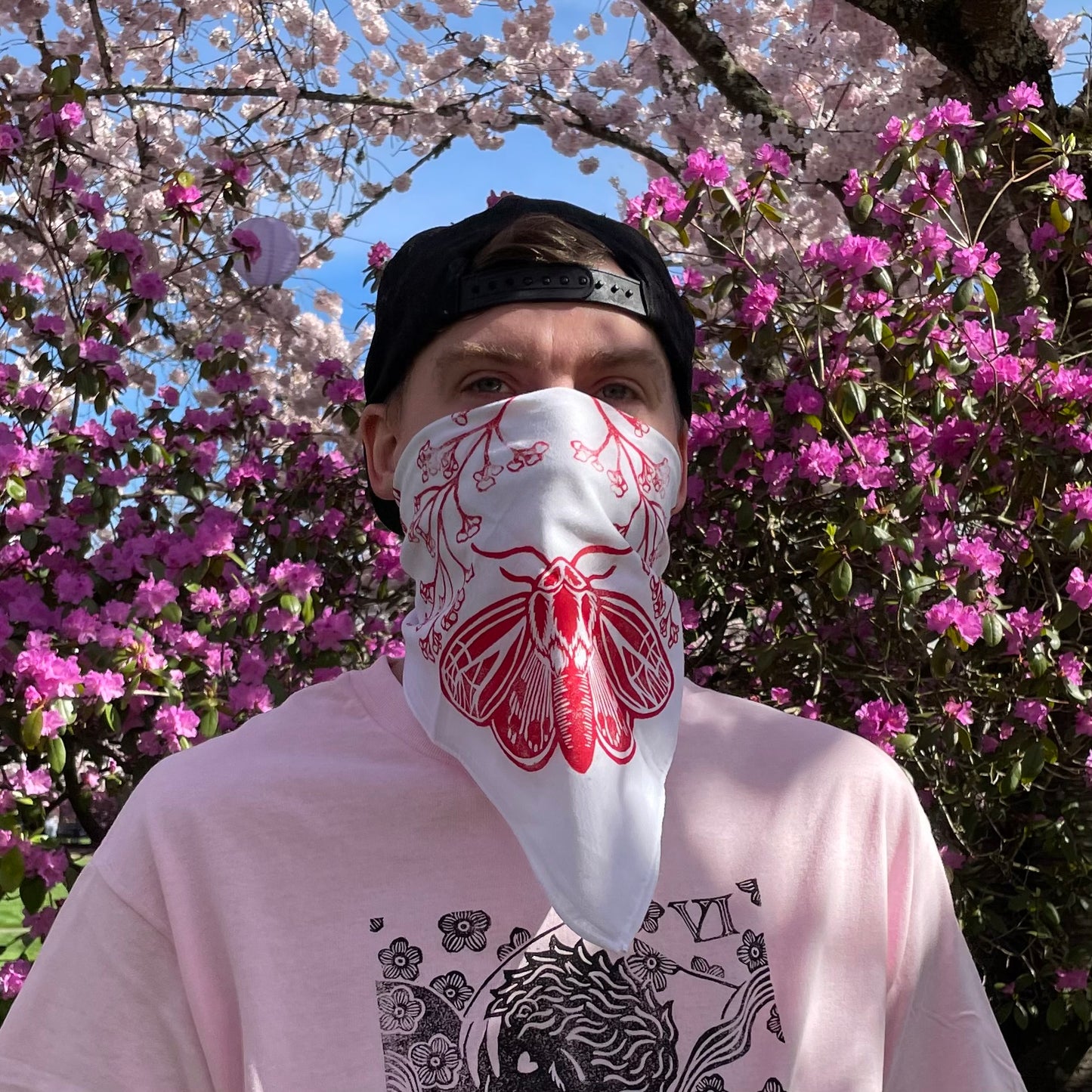 Tiger Moth and Floral Stamped Bandana