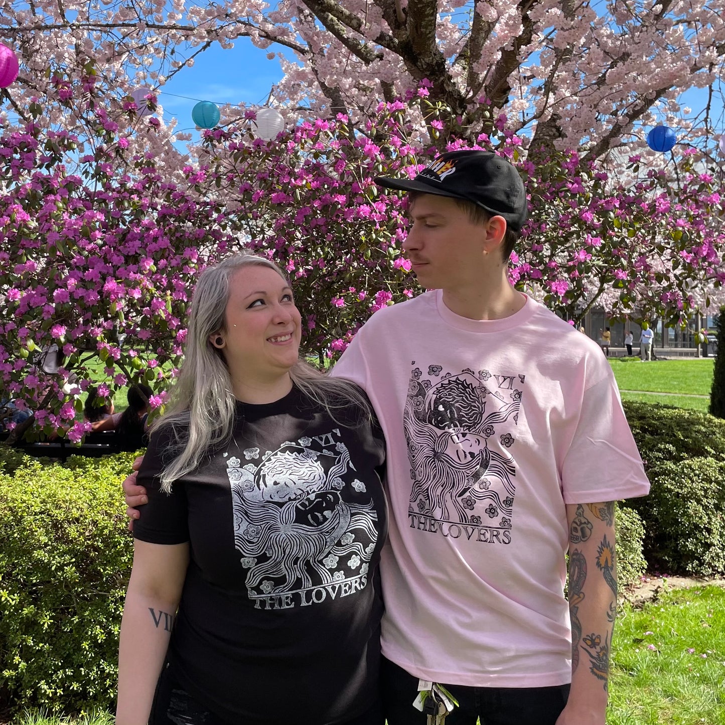 Lovers Tarot Stamped Short Sleeve Shirt