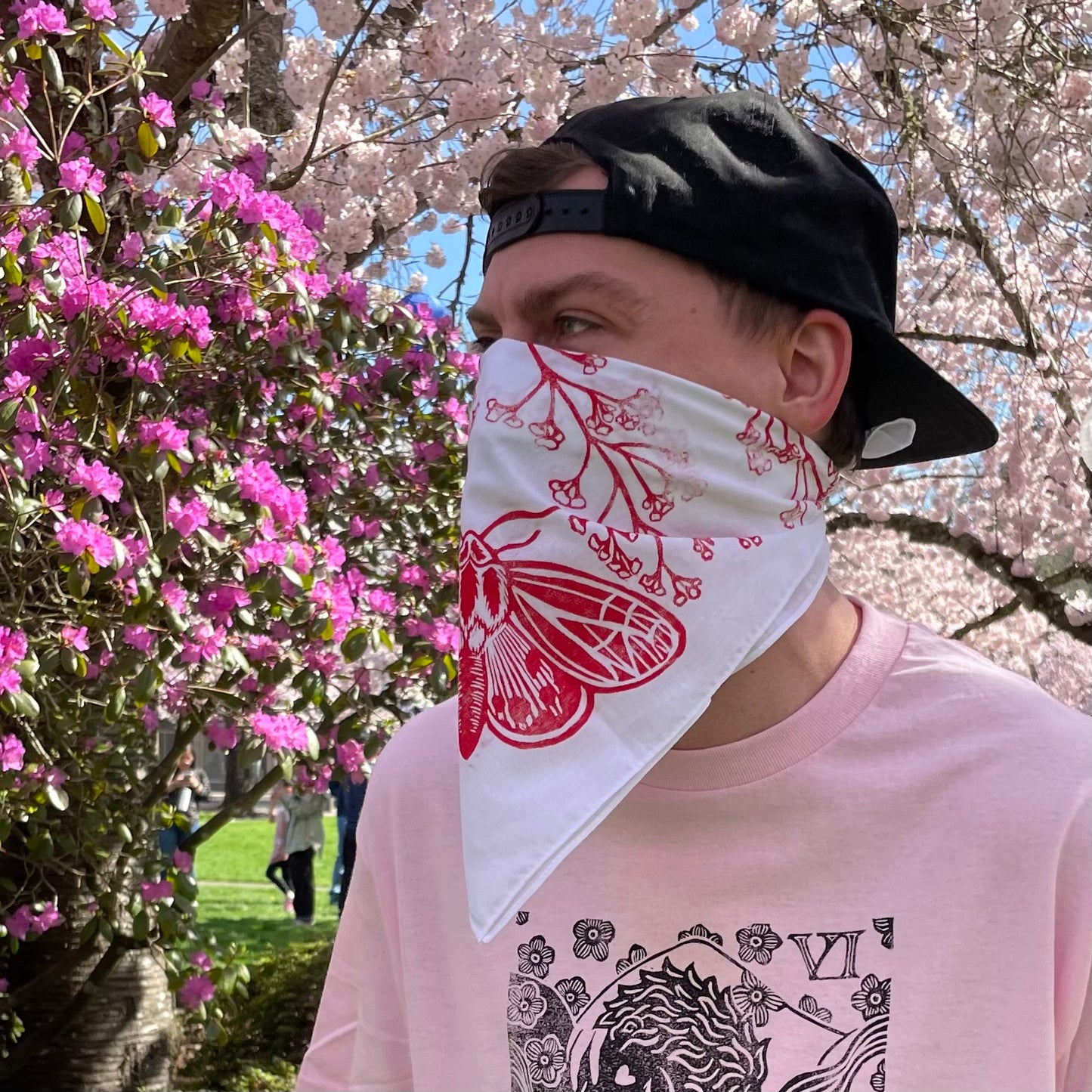 Tiger Moth and Floral Stamped Bandana