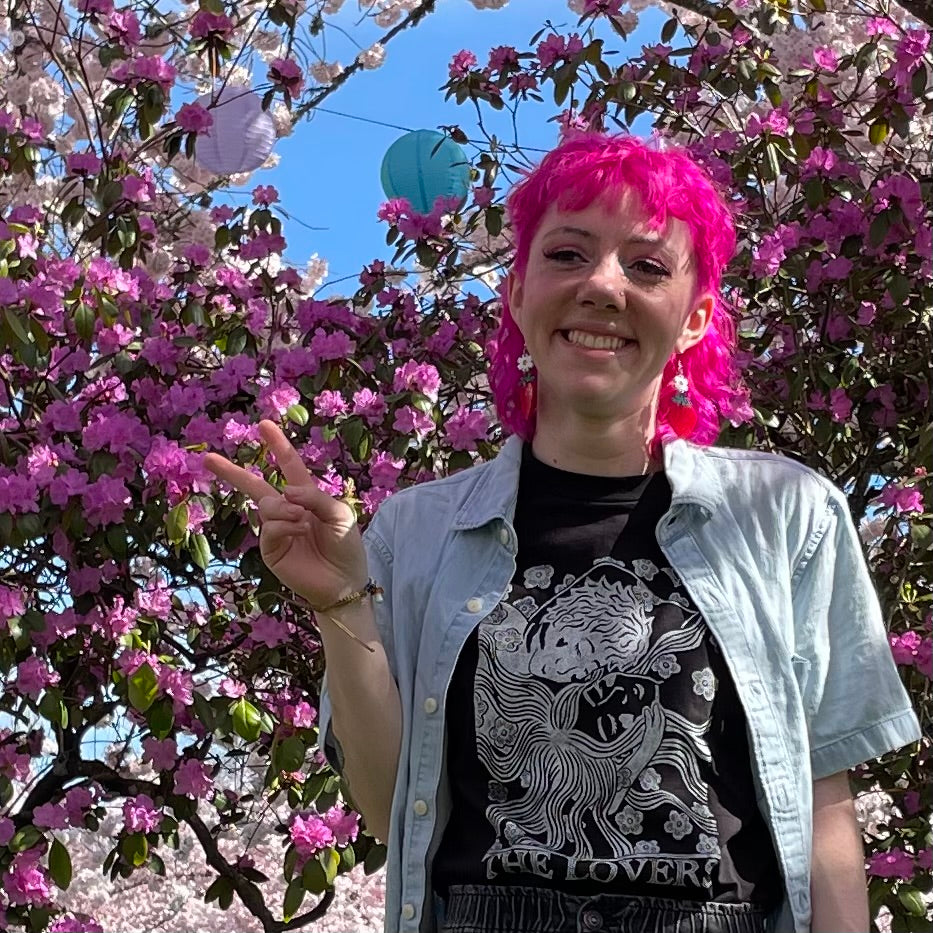 Lovers Tarot Stamped Short Sleeve Shirt