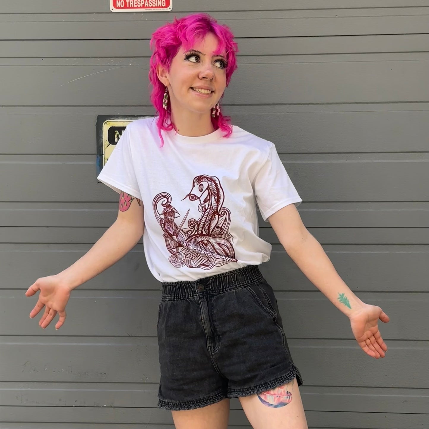 Cat Ronin vs the Giant Koi Dragon Shirt