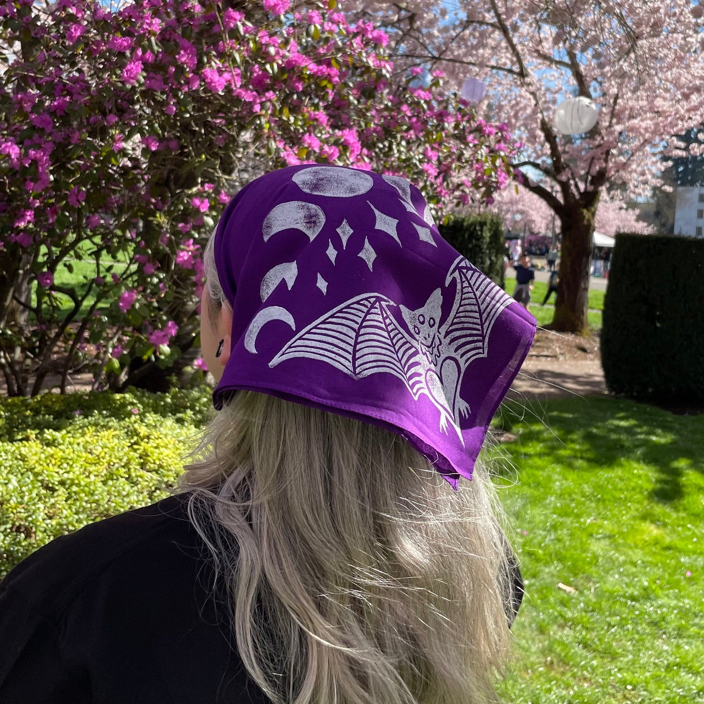 Bat and Moon Phase Stamped Bandana