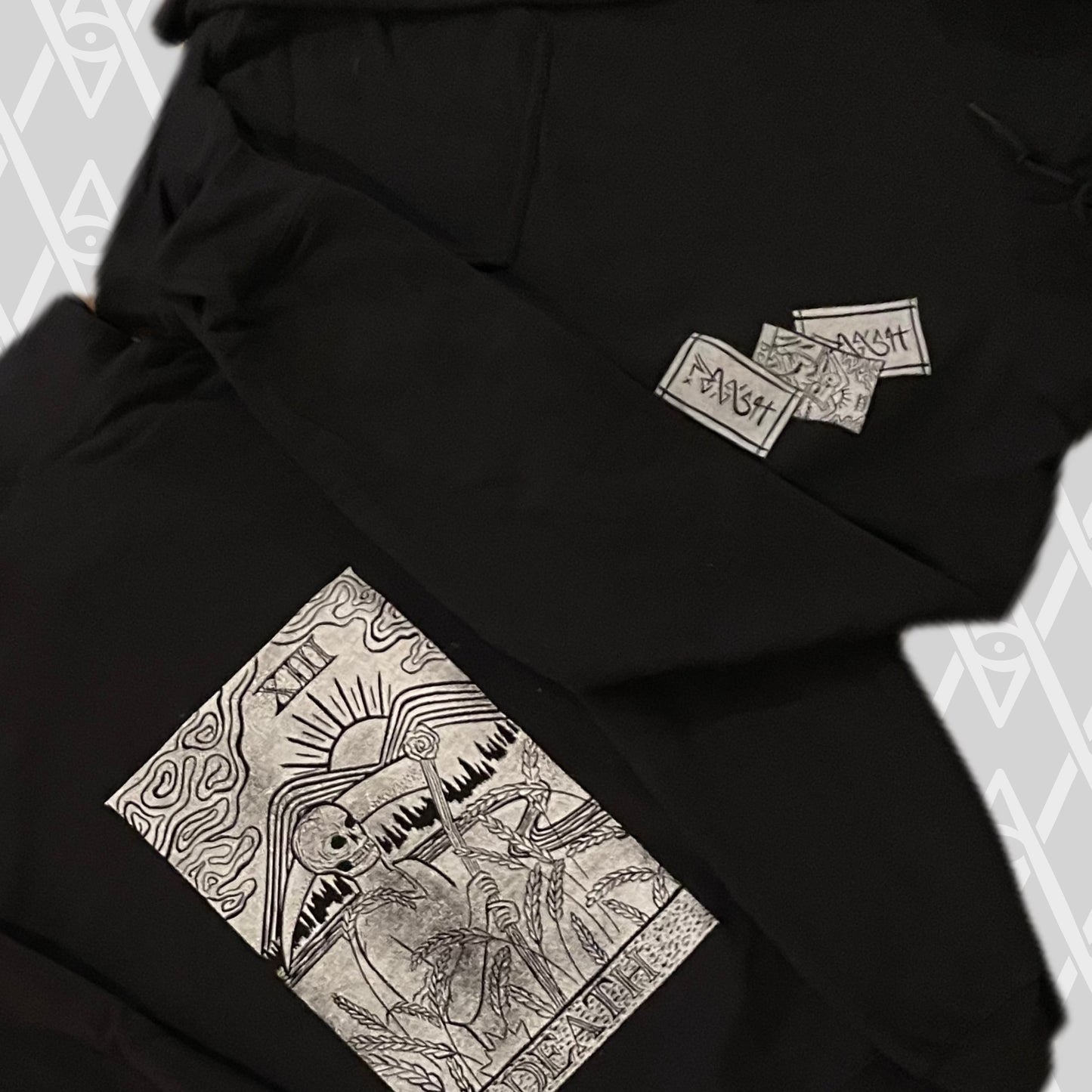 Death Tarot Card Stamped Hoodie