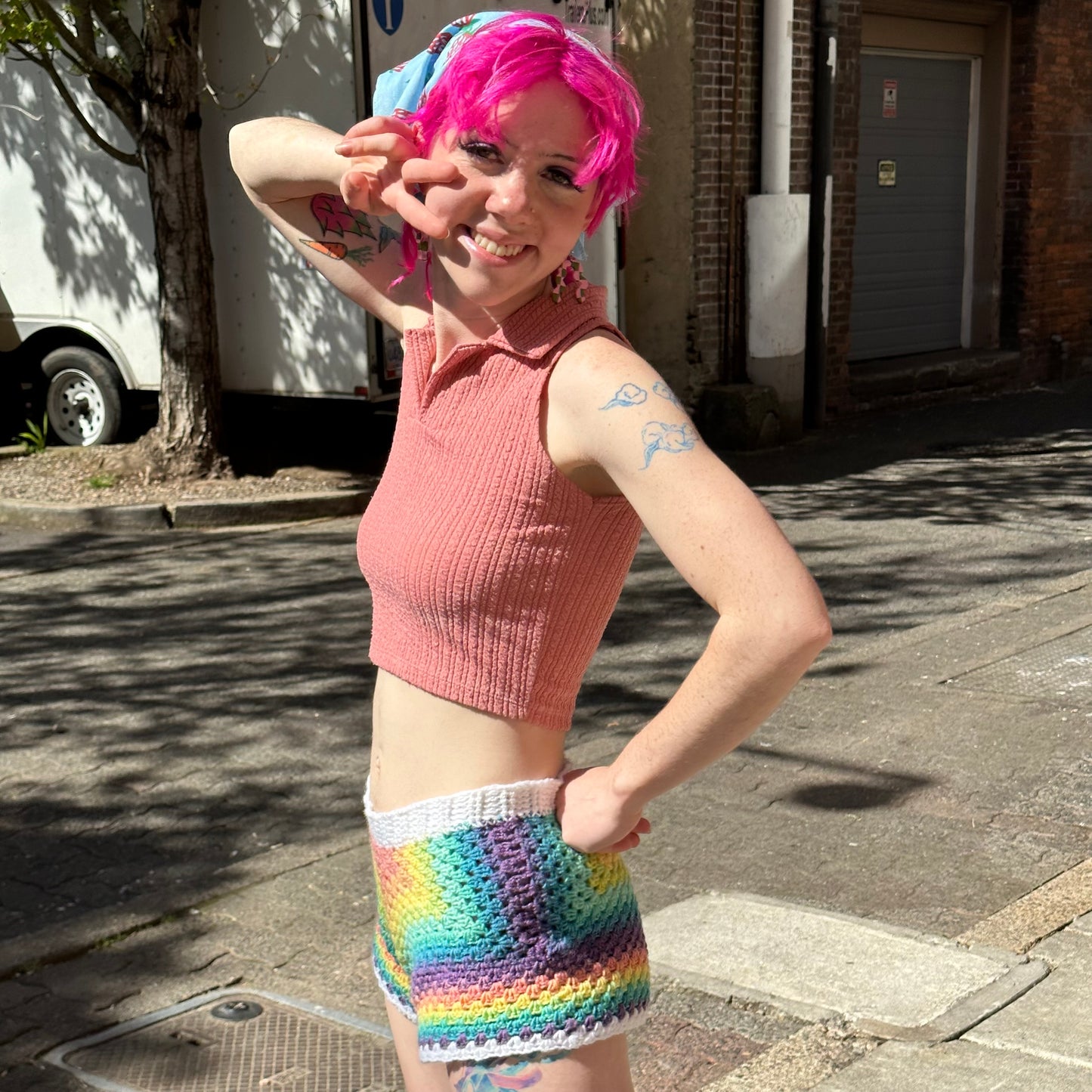 Pride Rainbow Crochet Shorts