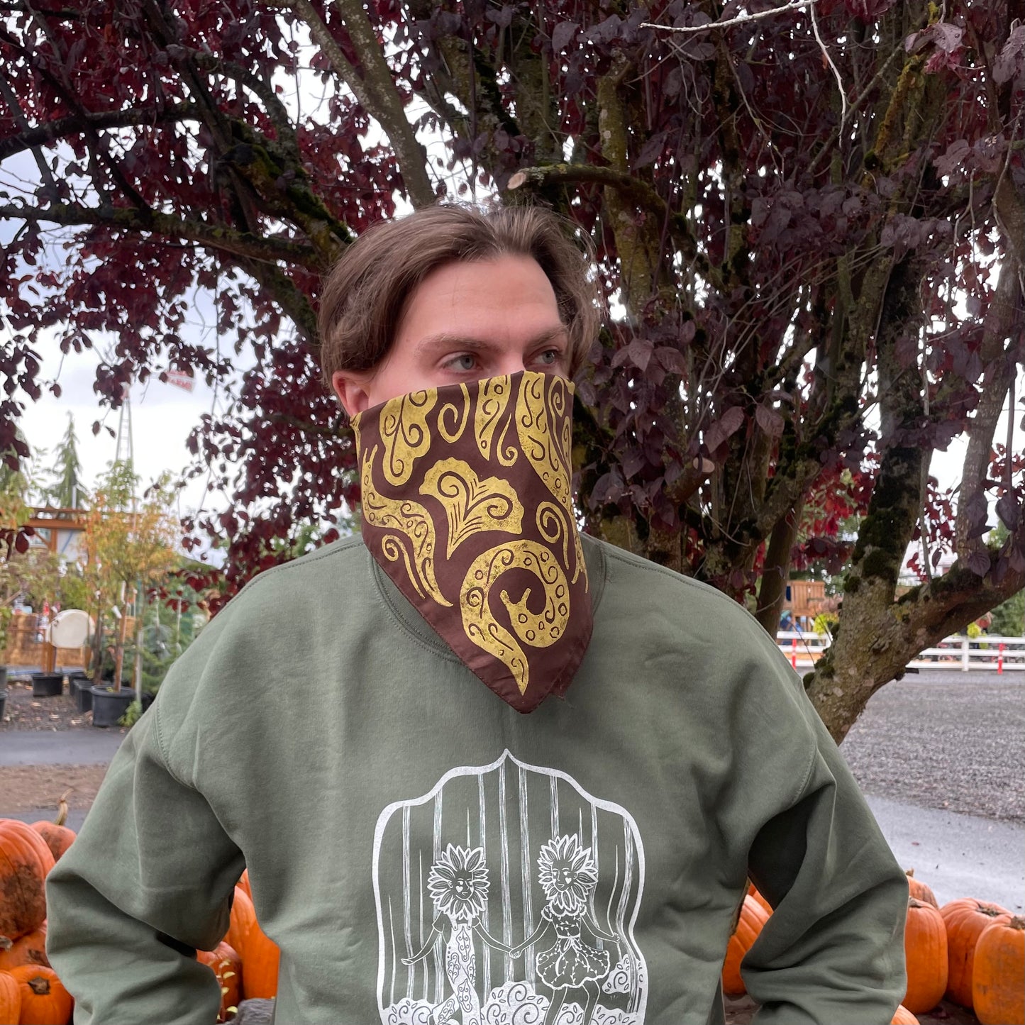 Slugs and Leaves Stamped Bandana