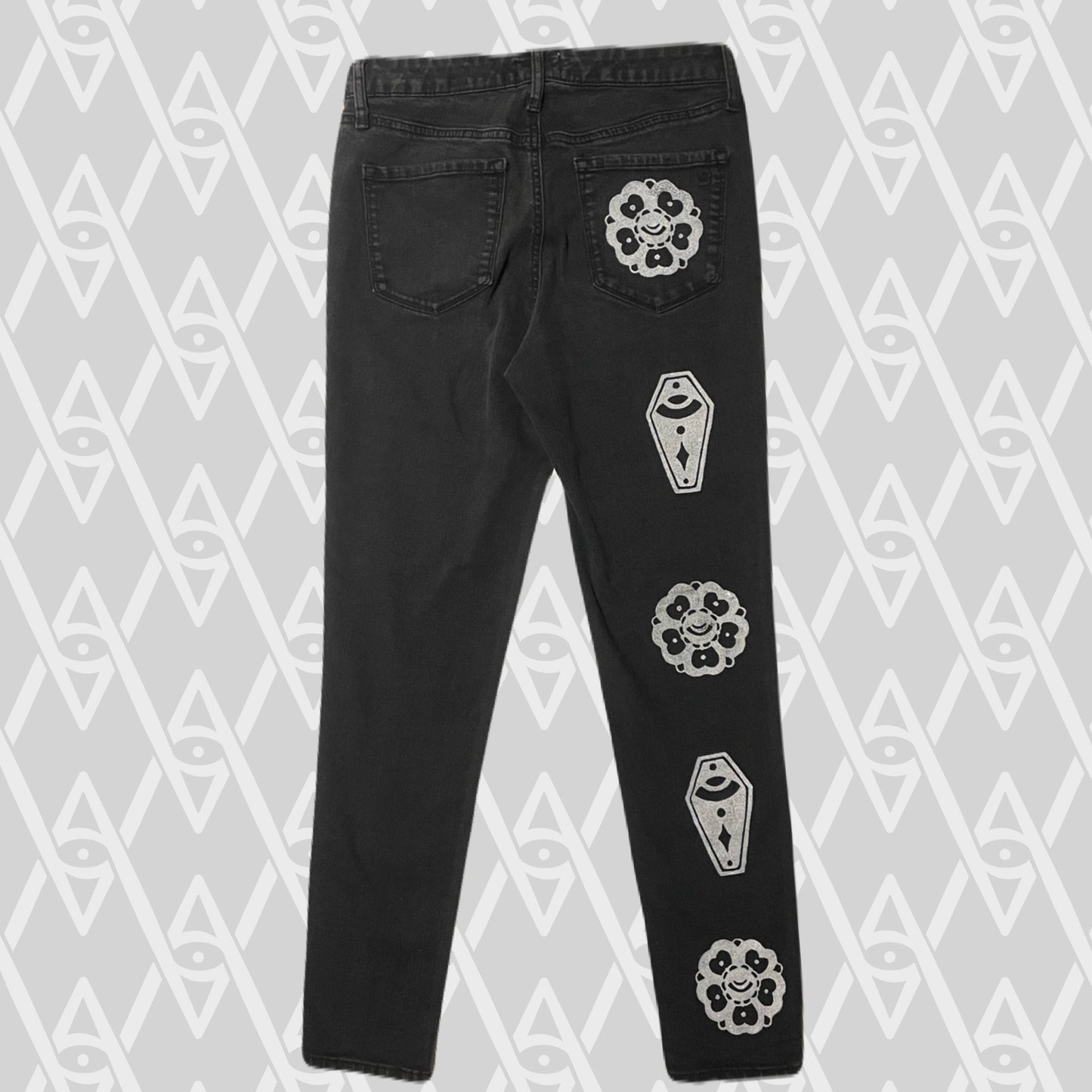 Coffin and Flower Pants Size 8
