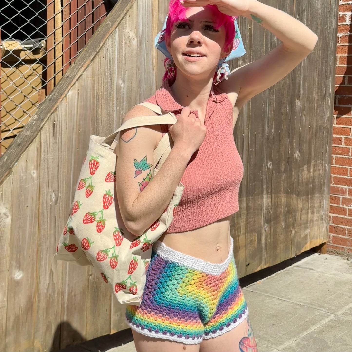 Pride Rainbow Crochet Shorts
