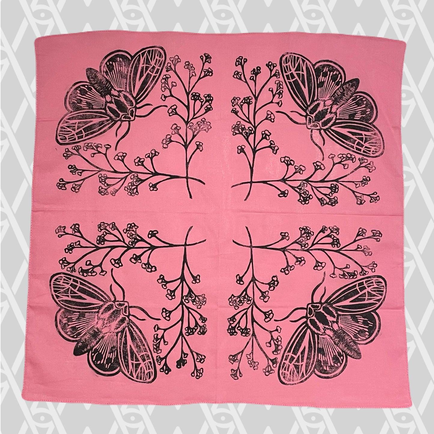 Tiger Moth and Floral Stamped Bandana