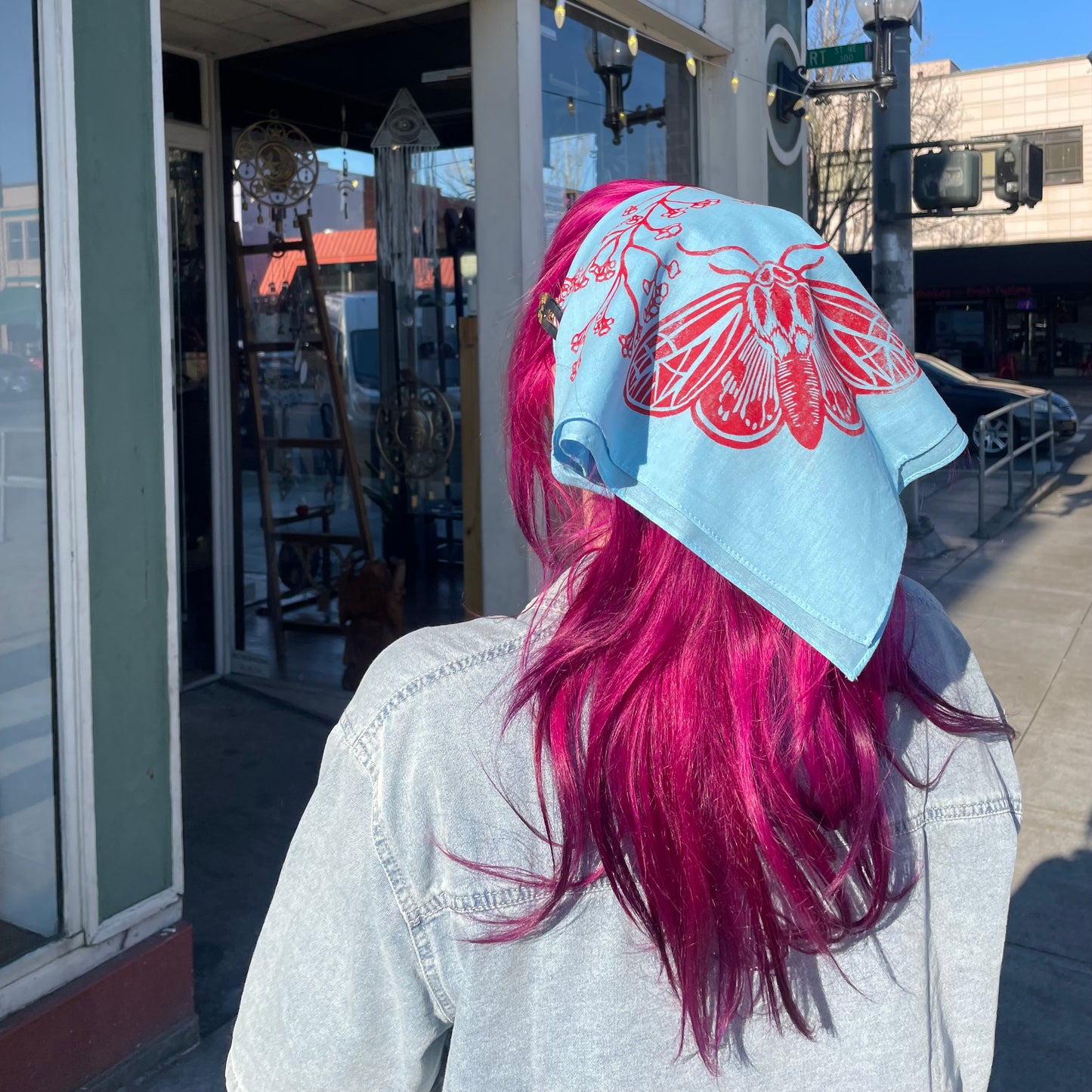 Tiger Moth and Floral Stamped Bandana