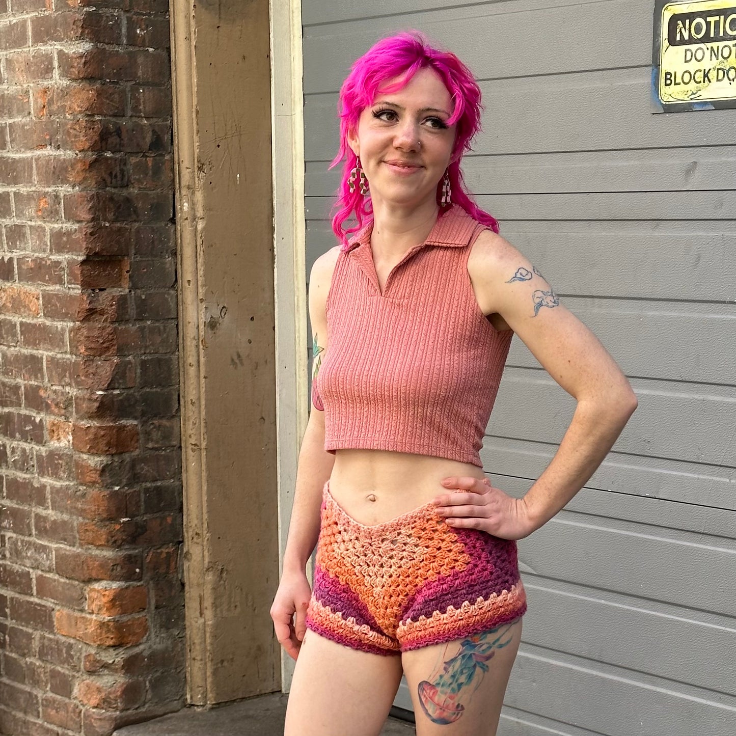 Feelin’ Peachy Crochet Shorts