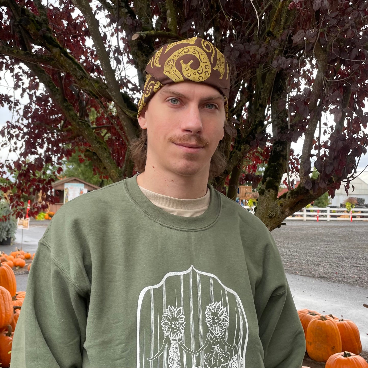 Slugs and Leaves Stamped Bandana