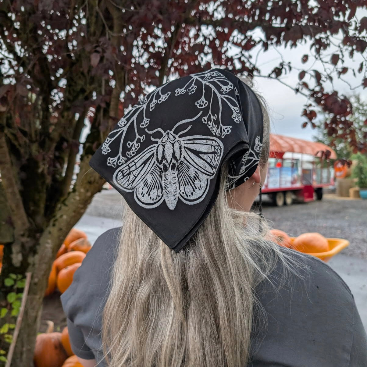 Tiger Moth and Floral Stamped Bandana