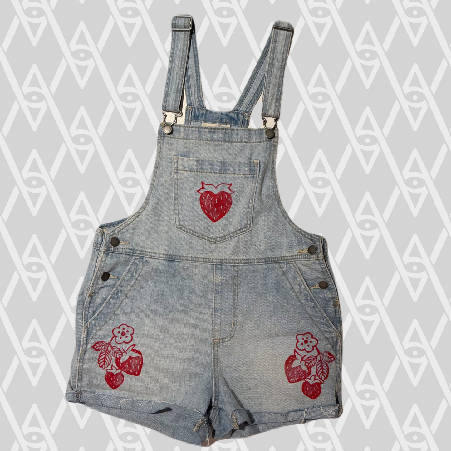 Strawberry Overalls Shorts Size S