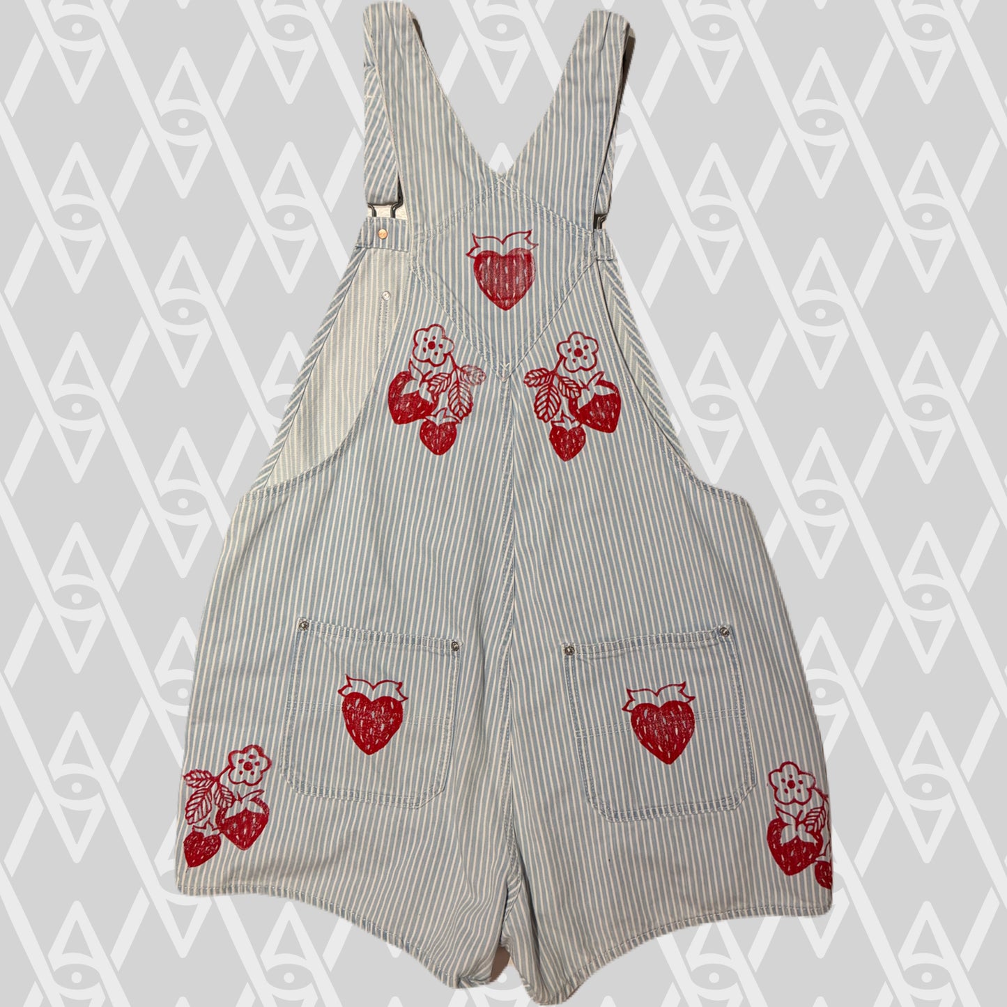 Strawberry Overalls Shorts Size L