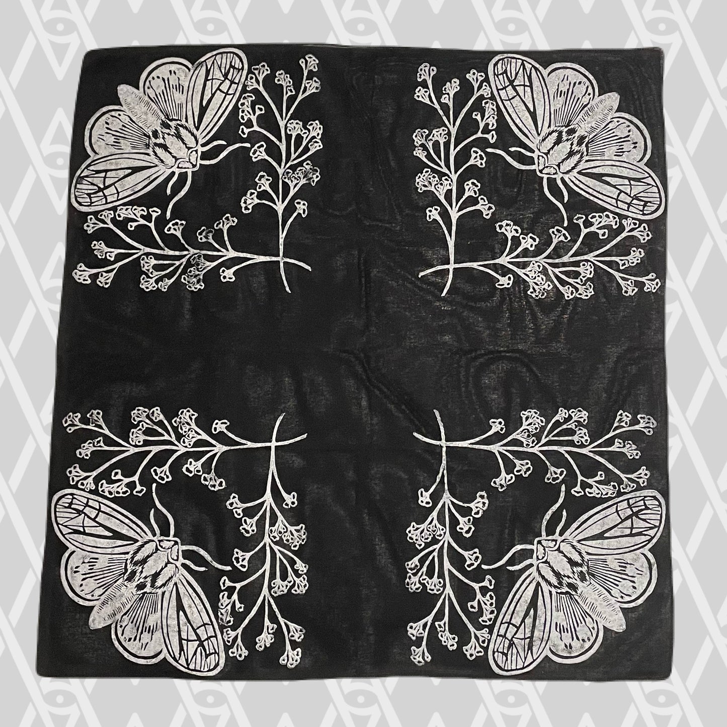 Tiger Moth and Floral Stamped Bandana
