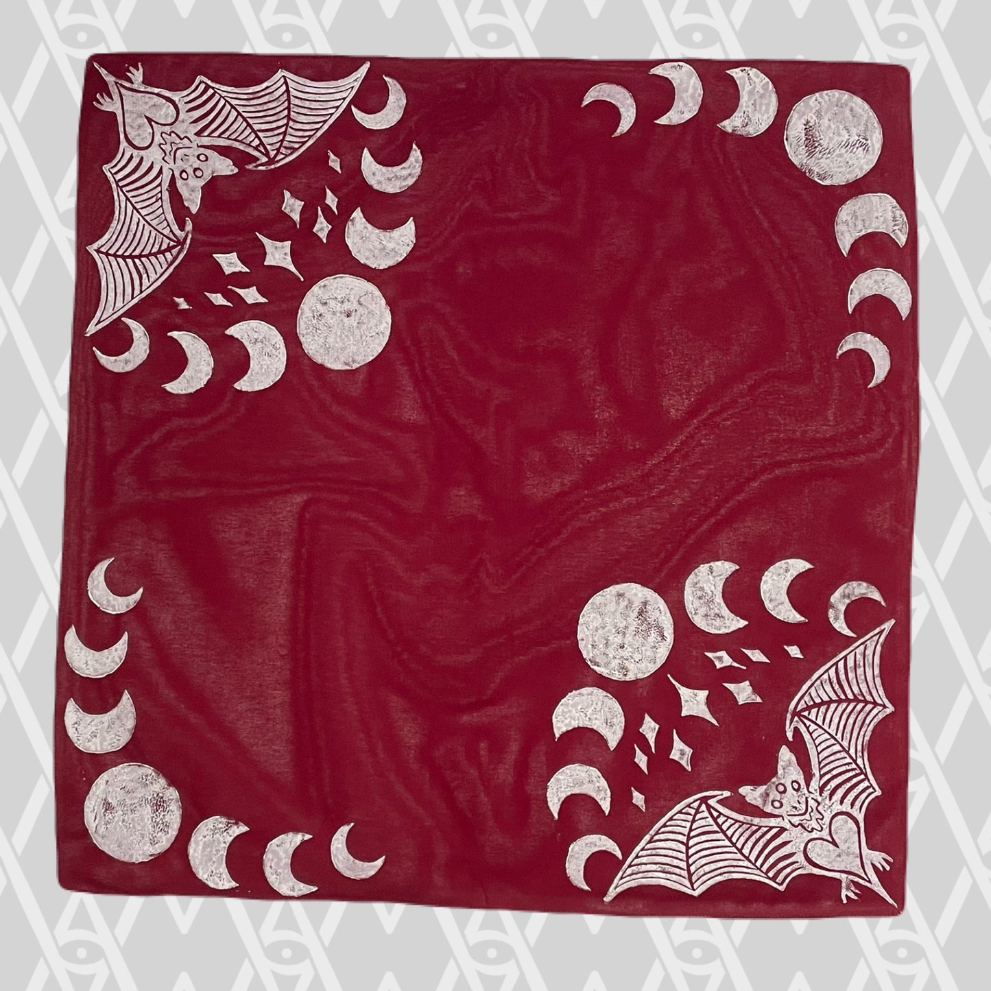 Bat and Moon Phase Stamped Bandana