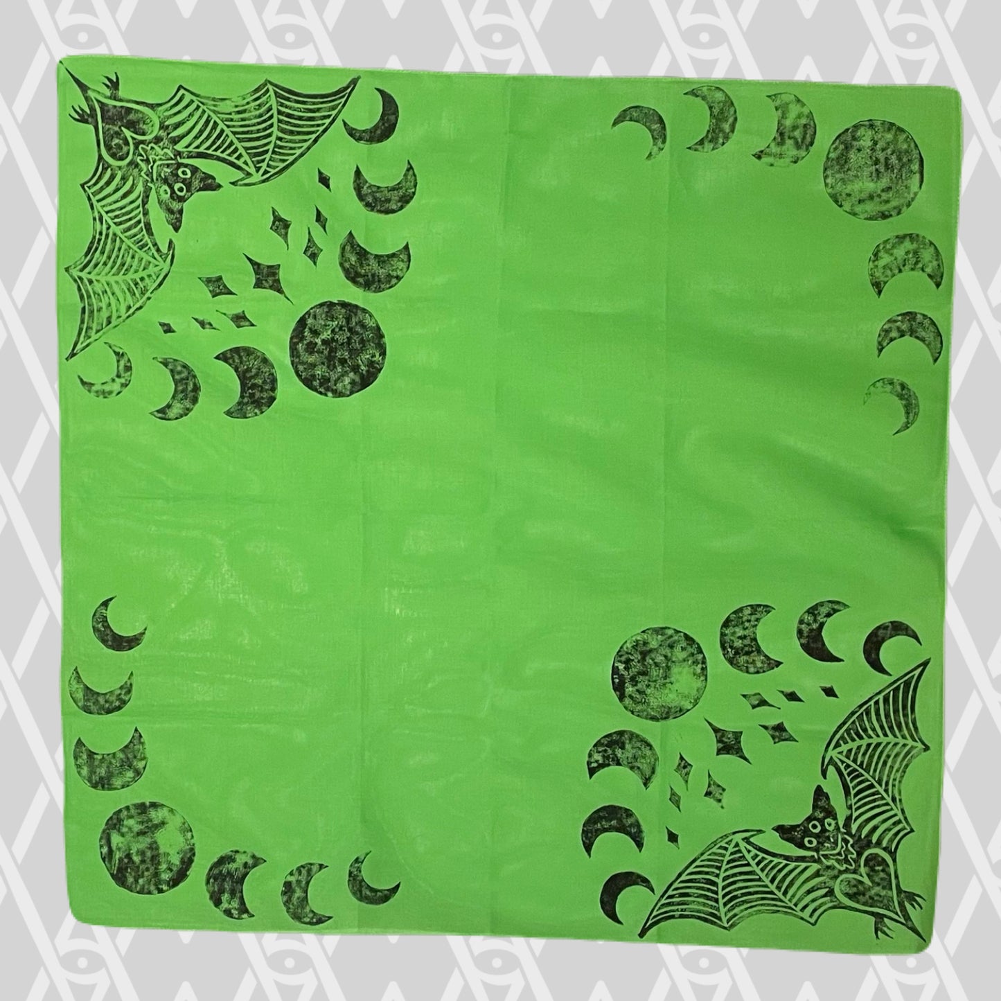 Bat and Moon Phase Stamped Bandana