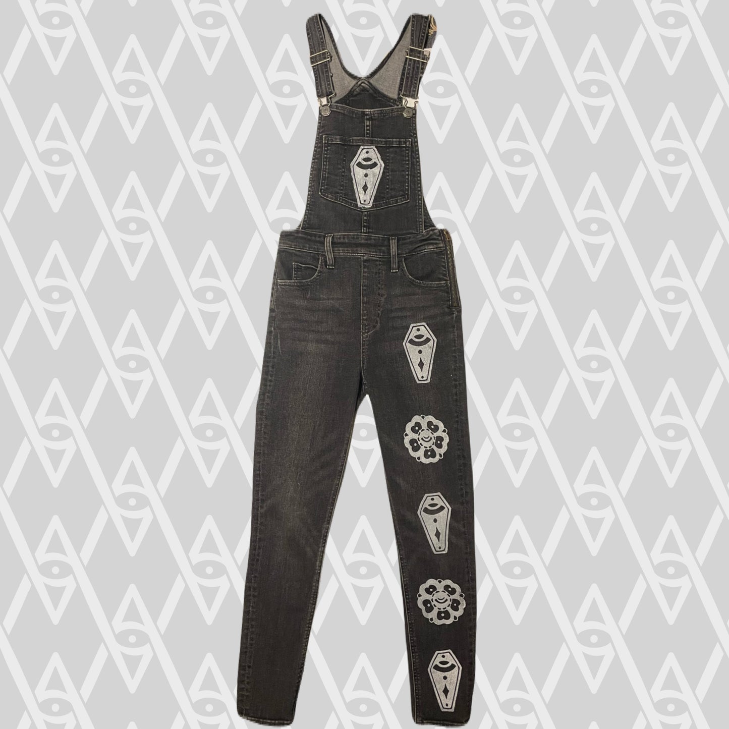 Coffin and Flower Overalls Size 26”