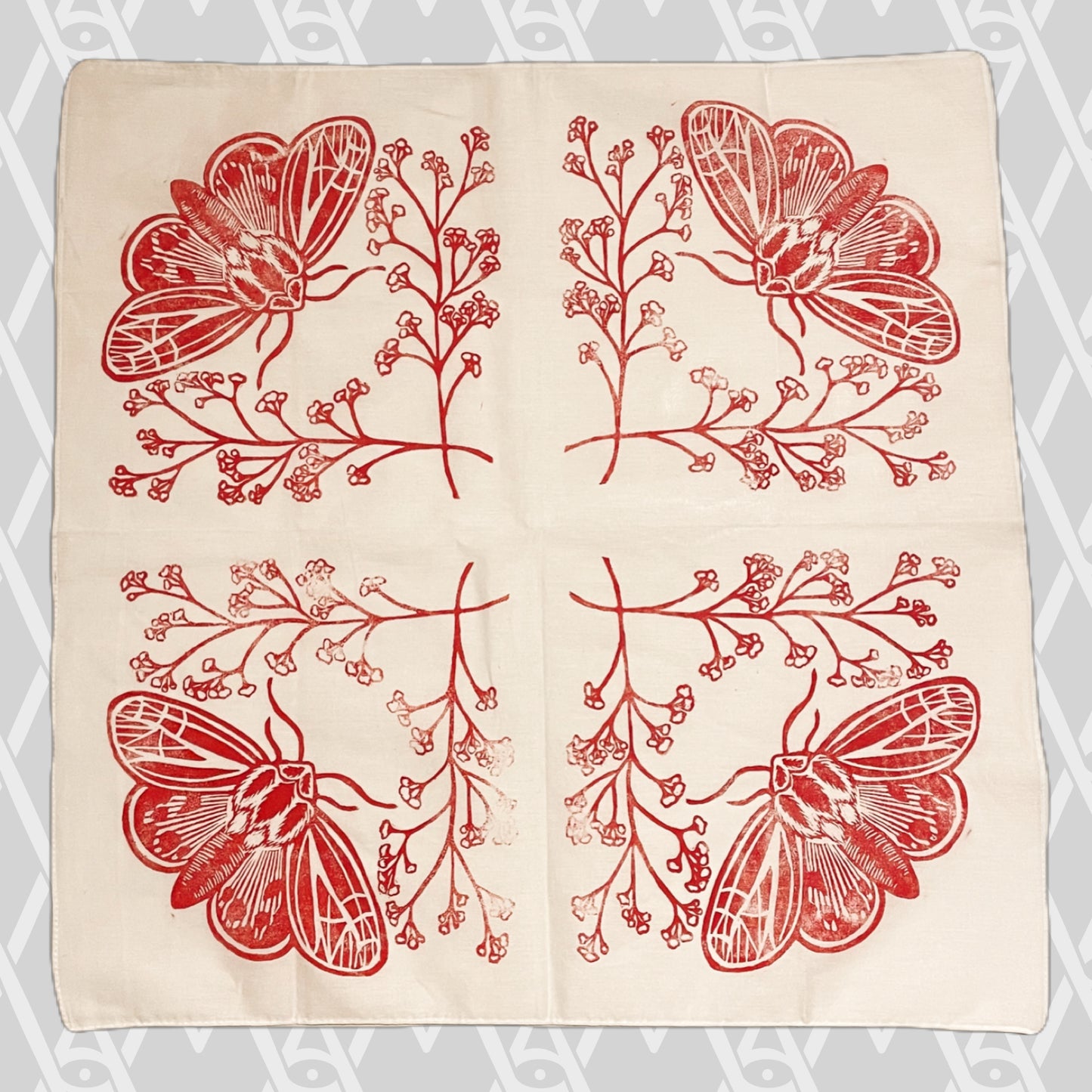 Tiger Moth and Floral Stamped Bandana