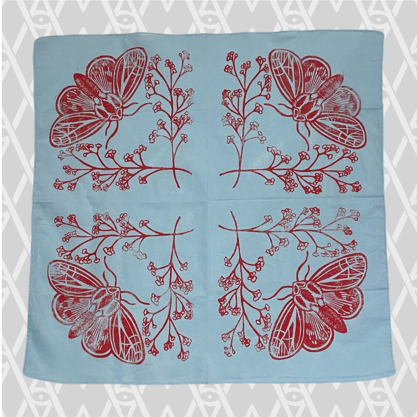 Tiger Moth and Floral Stamped Bandana