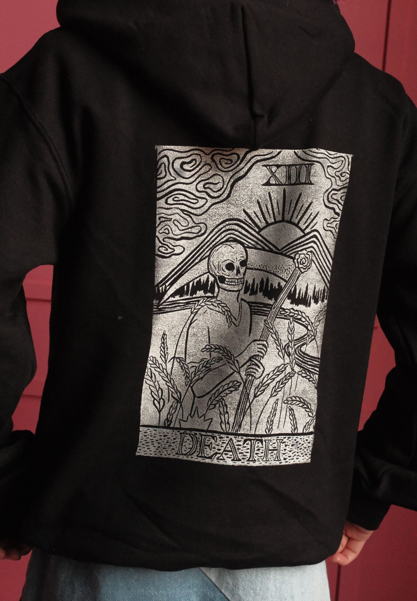 Death Tarot Card Stamped Hoodie