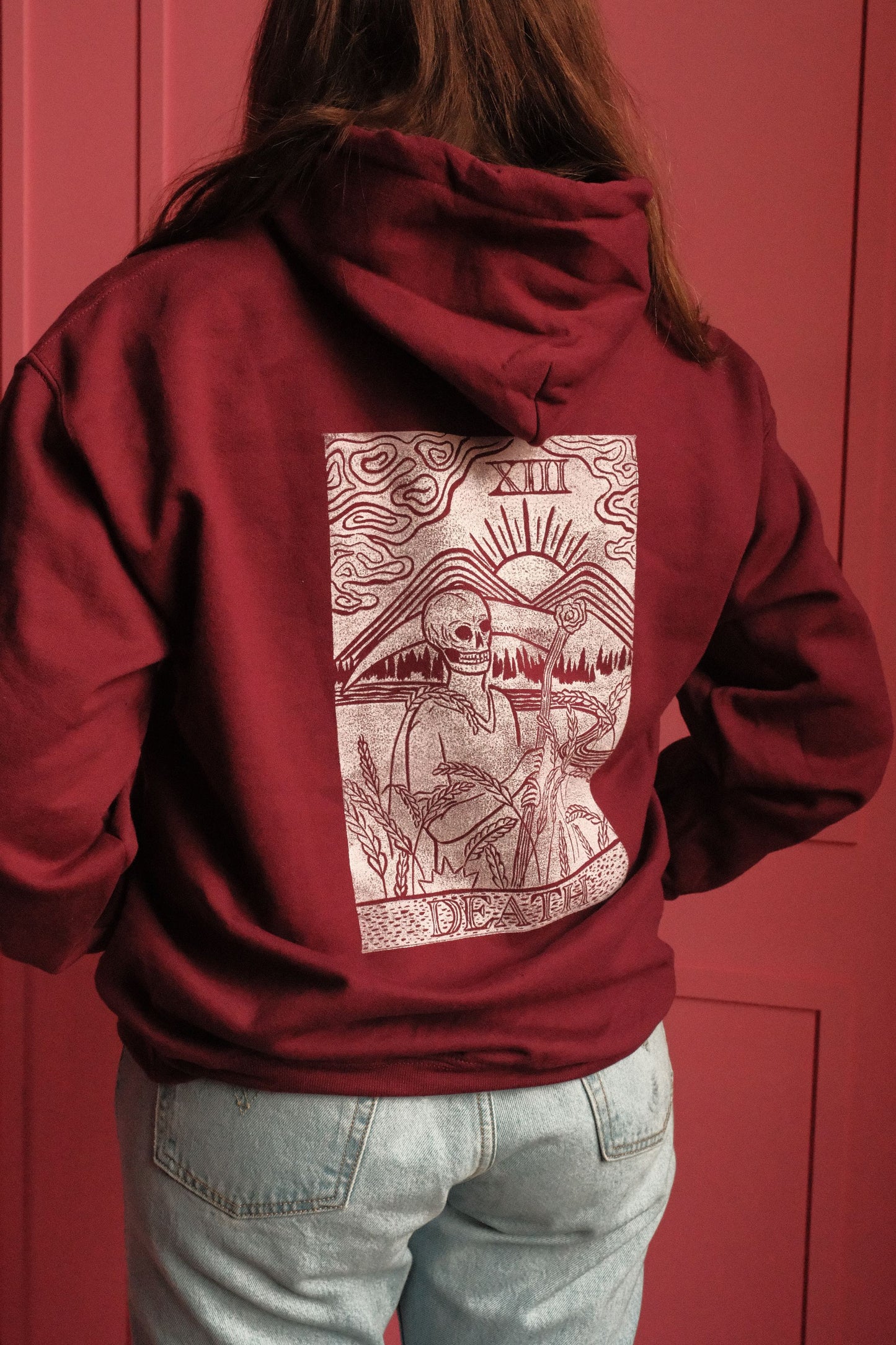 Death Tarot Card Stamped Hoodie